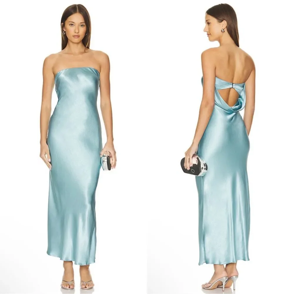 NEW NWT Bec + Bridge Moon Dance Strapless Maxi Dress Seaspray Blue